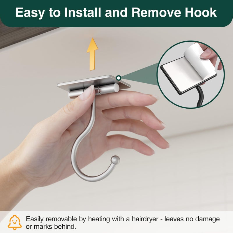 Josmimic Under Cabinet Banana Hook Adhesive - Sticky Banana Hanger Under Counter, Sturdy Metal Banana Holder for Hanging Bananas or Kitchen Utensil, Banana Saver, Keeps Bananas Fresh, Silver - Image 5
